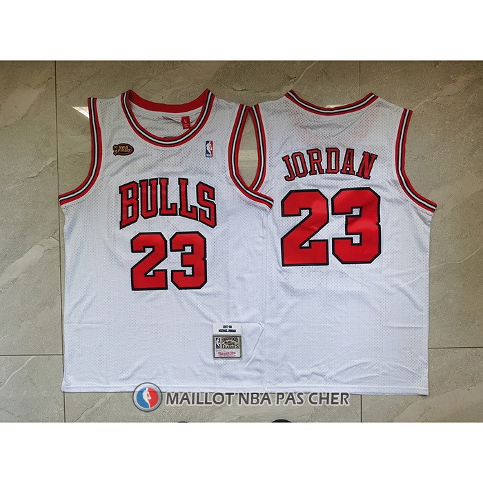 Maillot Chicago Bulls Michael Jordan NO 23 Mitchell & Ness 1998 NBA Finals Blanc